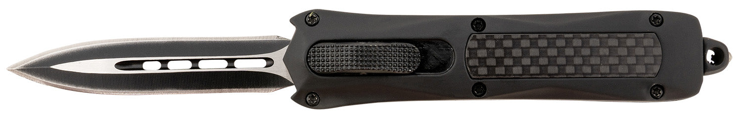 Steel River MA163BD Spartan Mini OTF Dagger 2.70" Plain Edge 440C Stainless Steel Blade Black Carbon Fiber Inlay Handle