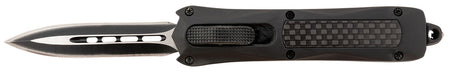 Steel River MA163BD Spartan Mini OTF Dagger 2.70" Plain Edge 440C Stainless Steel Blade Black Carbon Fiber Inlay Handle