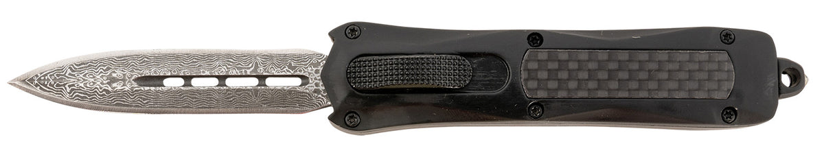 Steel River MA163BDD Spartan Mini OTF Dagger 2.70" Damascus 440C Blade Black Carbon Fiber Zinc Alloy Handle