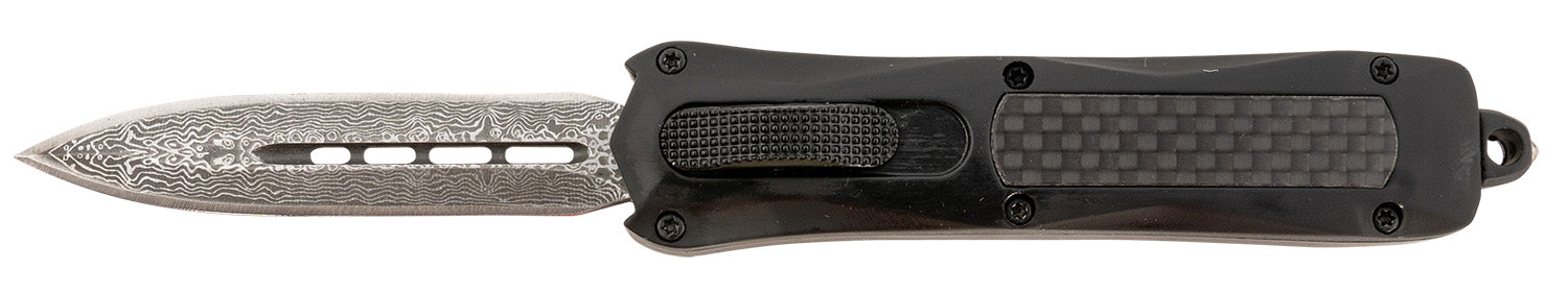 Steel River MA163BDD Spartan Mini OTF Dagger 2.70" Damascus 440C Blade Black Carbon Fiber Zinc Alloy Handle
