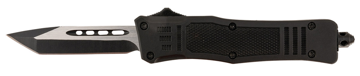 Steel River MT616BT Spartan Mini OTF Tanto 2.75" Plain Black/Silver 440C Blade 4.25" Black Handle
