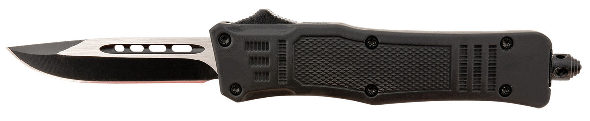 Steel River MT616BDP Spartan Mini OTF Drop Point 2.75" Plain Black/Silver 440C Blade 4.25" Black Handle