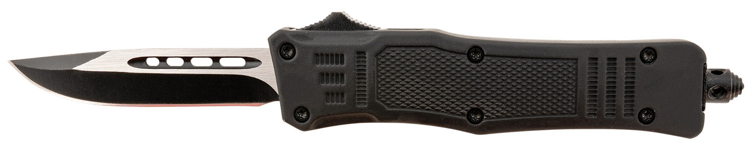 Steel River MT616BDP Spartan Mini OTF Drop Point 2.75" Plain Black/Silver 440C Blade 4.25" Black Handle