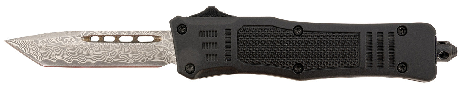 Steel River Knives MT616BRDAMT Spartan Mini 2.75" OTF Tanto Real Damascus 440 Core SS Blade 4.25" Black Handle