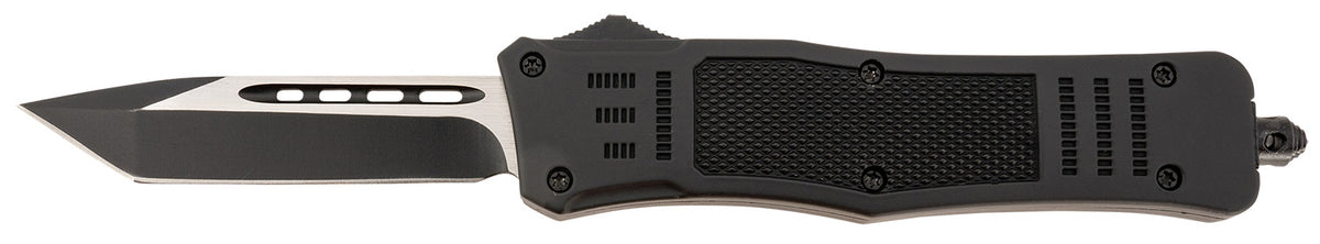 Steel River T618BT Spartan Medium OTF Tanto 3.25" Plain Black/Silver 440C Blade 4.50" Black Handle