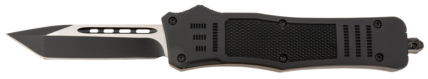 Steel River T618BT Spartan Medium OTF Tanto 3.25" Plain Black/Silver 440C Blade 4.50" Black Handle