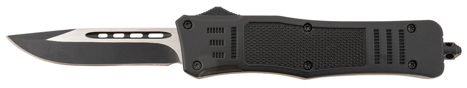 Steel River Knives T618BDP Spartan Medium 3.25" OTF Drop Point Plain 440C Stainless Blade 4.50" Black Handle