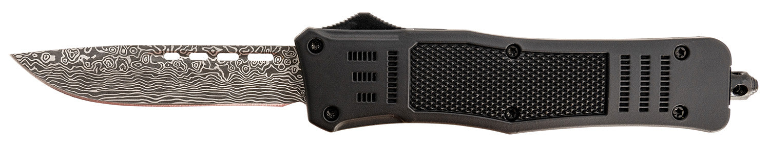 Steel River Knives T618BDDP Spartan Medium 3.25" OTF Drop Point Laser Damascus 440C SS Blade 4.50" Zinc Alloy Handle