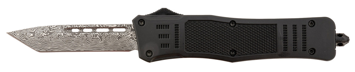 Steel River Knives T618BDT Spartan Medium 3.25" OTF Tanto Plain 440C SS Blade Black Zinc Alloy Aluminum Handle