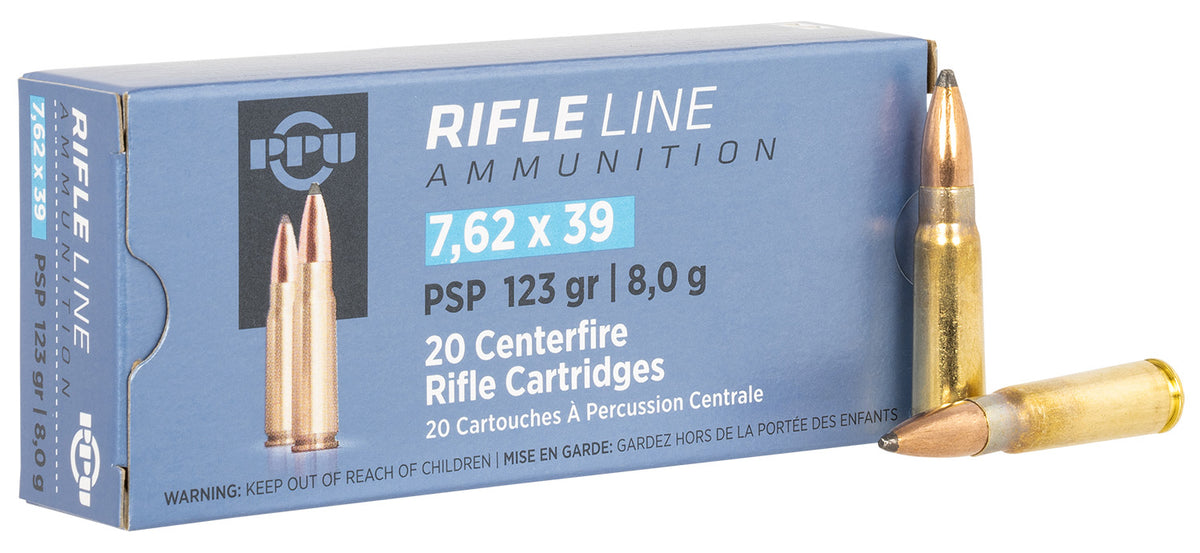 Prvi Partizan 7.62x39mm Metric Rifle 123 grain Pointed Soft Point ammunition