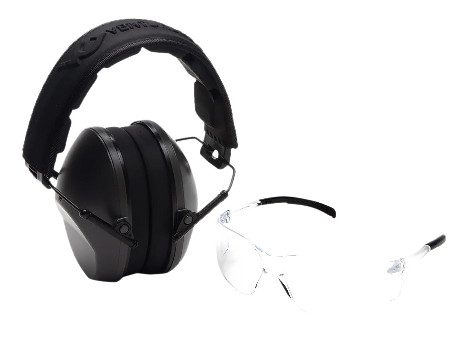 Pyramex VGCOMBO110 Safety Eyewear and Gray Earmuff Combo Kit Scratch-Resistant Clear Lens