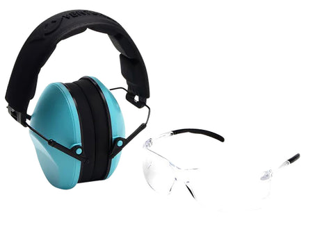 Pyramex VGCOMBO410 Safety Eyewear and Powder Blue Earmuff Combo Kit Scratch-Resistant Clear Lens