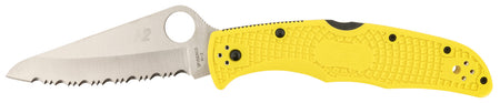 Spyderco Pacific Salt 2 3.78" H2 Stainless Serrated Blade Yellow Linerless FRN Handle Folding Knife
