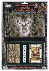 Rivers Edge Whitetail Deer Playing Cards and Dice Tin Gift Set