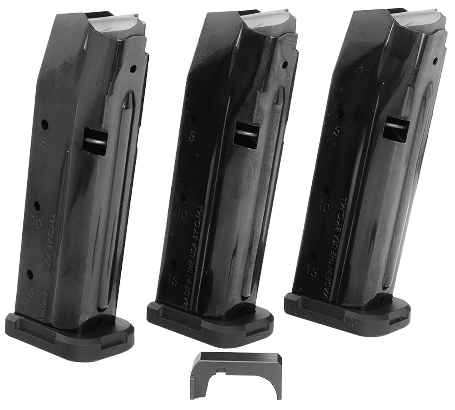 Shield Arms S15 Gen 3 9mm 15rd Flush Fit Magazine 3-Pack Compatible with Glock 43X and 48, Black Steel