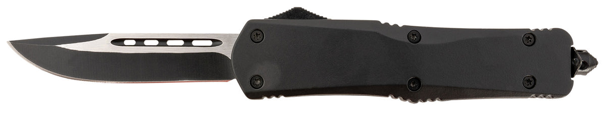 Steel River Spartan 3.75" Drop Point Knife Black/Silver 440C Stainless Blade, Black Aluminum Zinc Alloy Handle