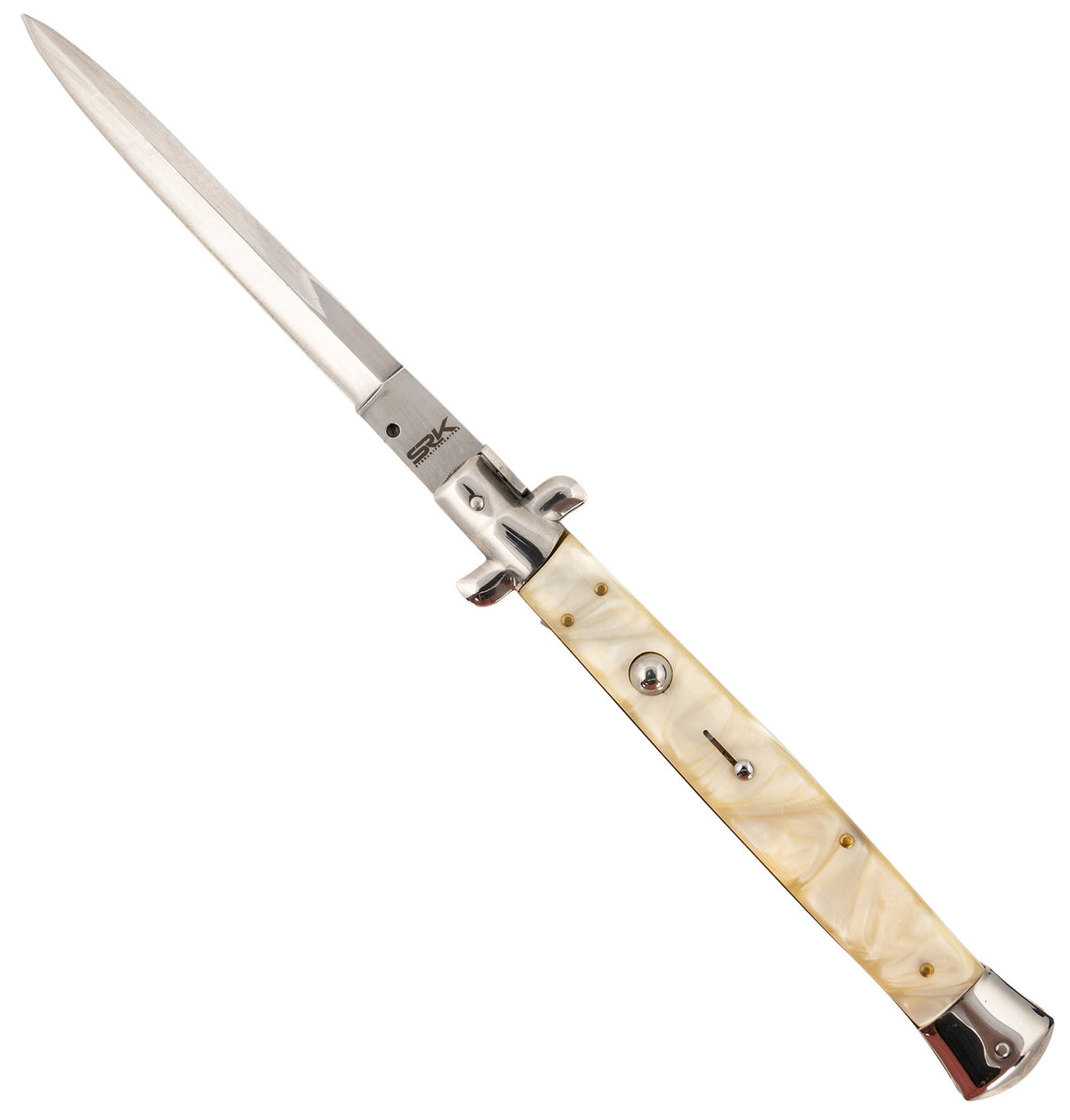 Steel River Knives CIMOPD Spartan Side Open Italian Dagger 6" Polished Blade 7" MOP Synthetic Handle