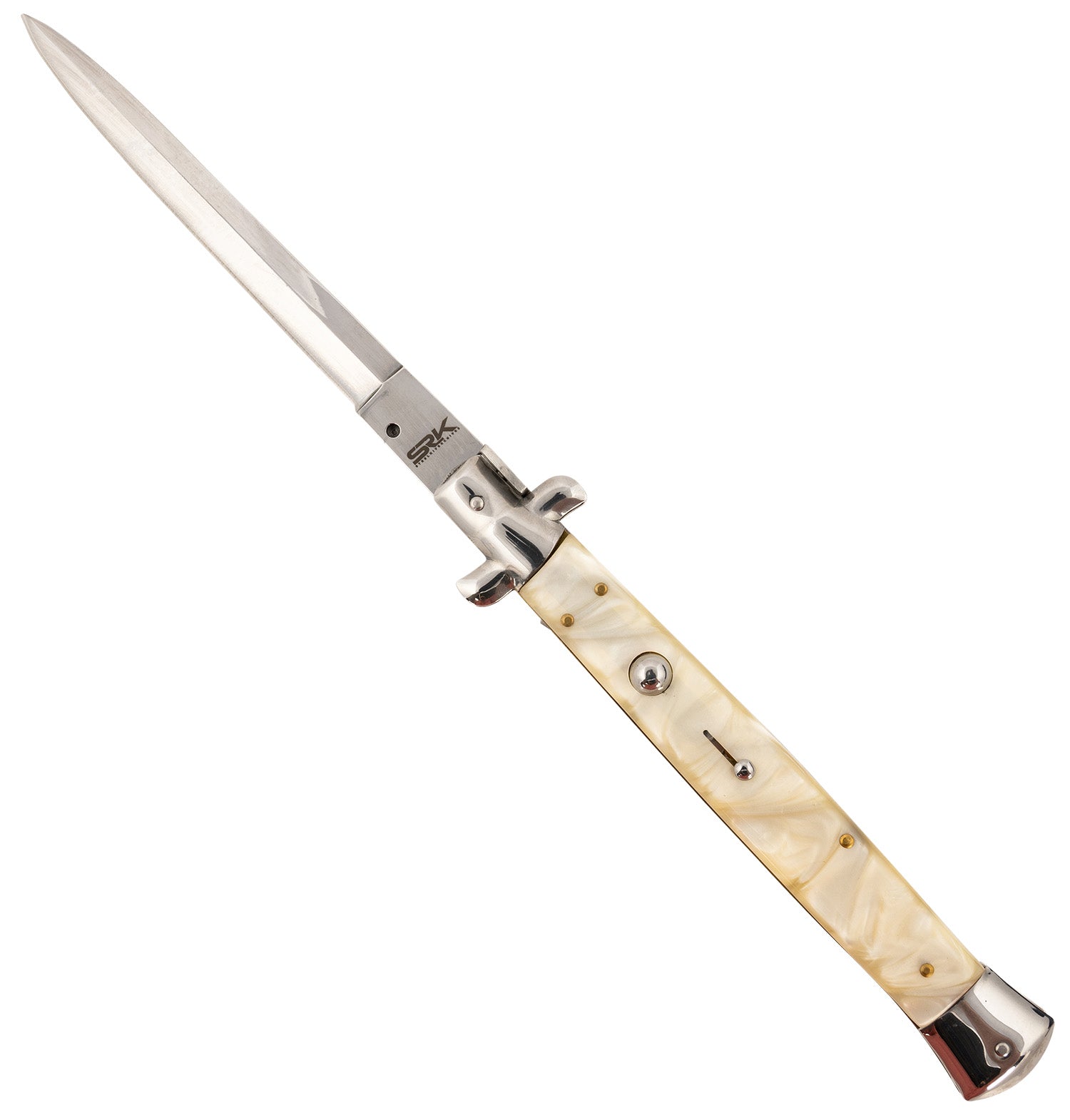 Steel River Knives CIMOPD Spartan Side Open Italian Dagger 6" Polished Blade 7" MOP Synthetic Handle