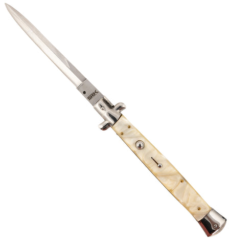 Steel River Knives CIMOPD Spartan Side Open Italian Dagger 6" Polished Blade 7" MOP Synthetic Handle