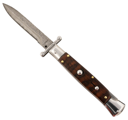 Steel River Knives SGSWRDAM Spartan Side Open Italian Bayonet 3.9" Damascus 5.1" Snakewood Buffalo Horn Handle