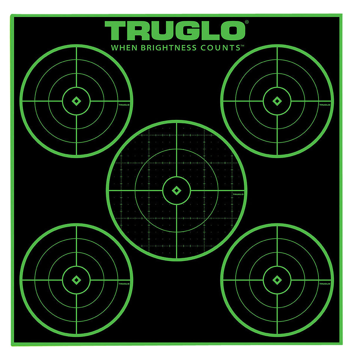 TruGlo Tru-See 5-Bull Adhesive Heavy Paper Black and Green Shooting Target 12"x12" 25 Pack