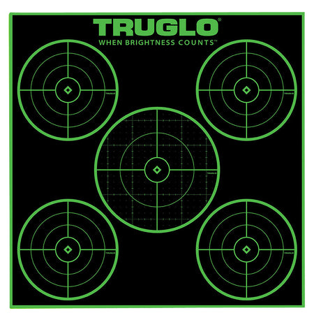 TruGlo Tru-See 5-Bull Adhesive Heavy Paper Black and Green Shooting Target 12"x12" 25 Pack