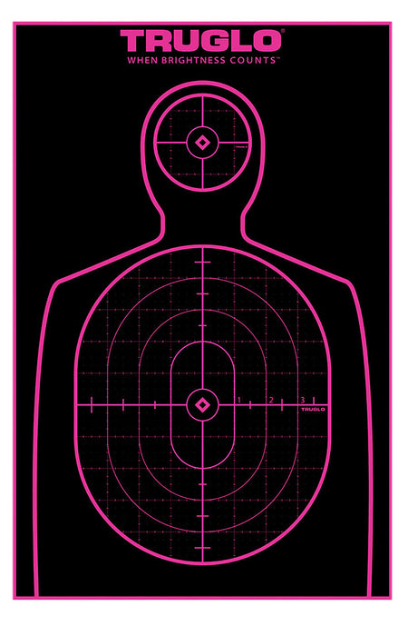 TruGlo Tru-See Handgun Target Adhesive Heavy Paper Black and Pink Silhouette 12"x18" 12 Pack