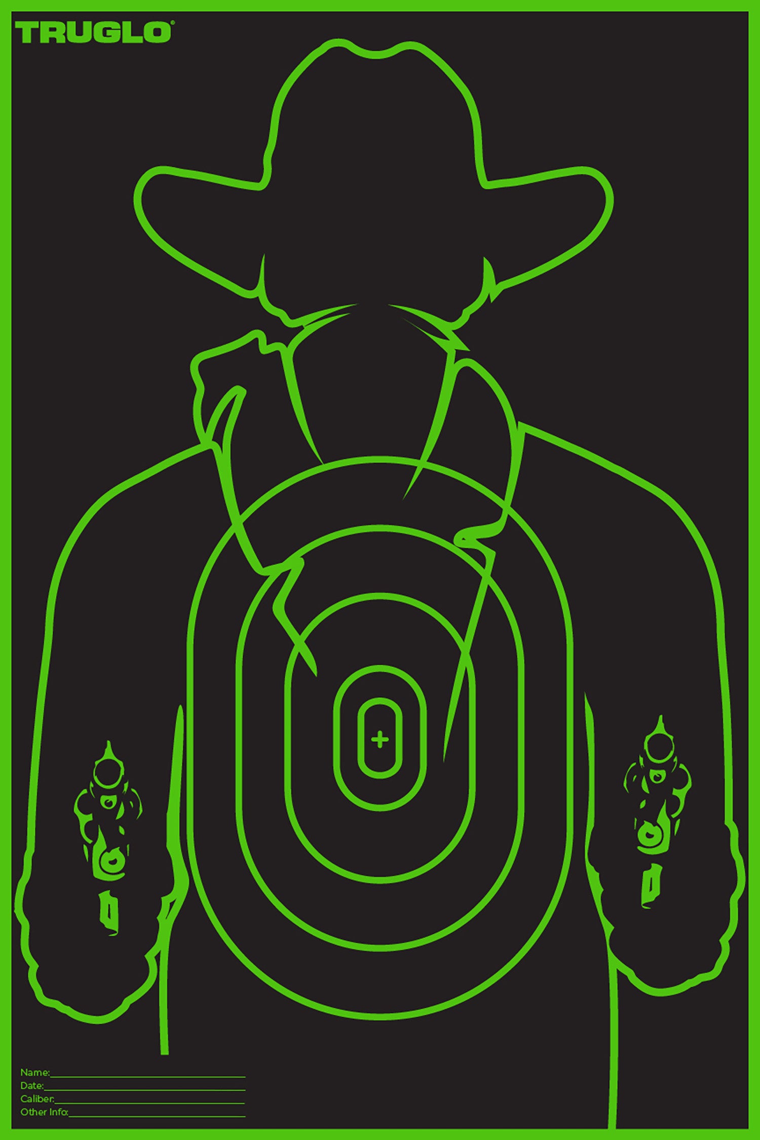 TruGlo Tru-See Gunslinger Adhesive Heavy Paper Black and Green Shooting Target 12"x18" 6 Pack