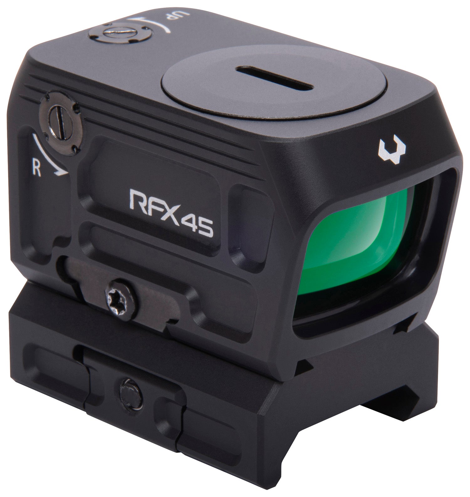 Viridian RFX45 Black 5 MOA Green Dot Closed Emitter 1x Sight ACRO Footprint Picatinny Low Mount