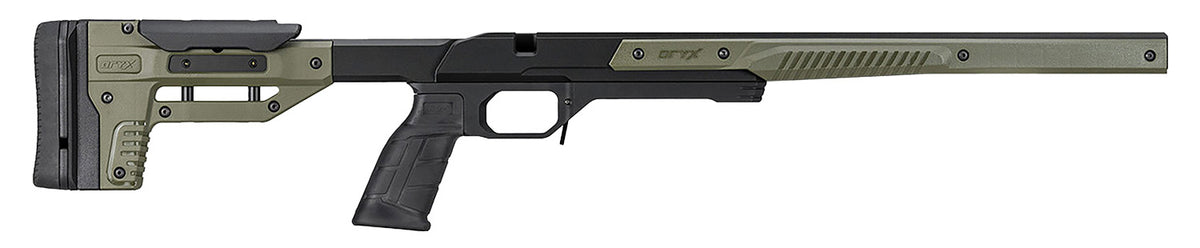 MDT Oryx Precision Chassis OD Green w/ AR-Style Grip & Barricade Stop for Ruger American SA