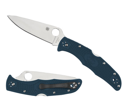 Spyderco C10FPK390 Endura 4 Lightweight 3.80" Plain K390 Stonewashed Steel Folding Knife Including Pocket Clip