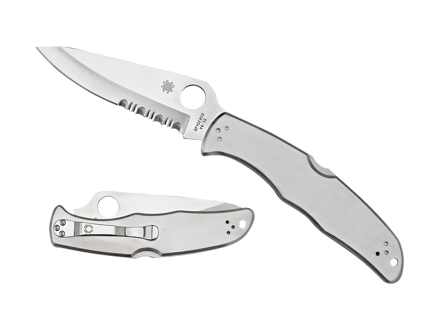 Spyderco C10PS Endura 4 3.85" Plain VG-10 Satin Blade Stainless Steel Handle Folding Knife with Clip