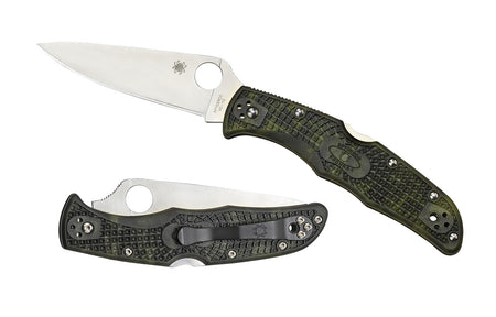 Spyderco C10ZFPGR Endura 4 Lightweight 3.80" Plain VG-10 Satin Blade Zome Green Textured FRN Handle with Clip