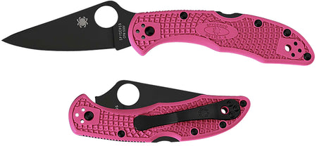 Spyderco C11FPPNS30VBK Delica 4 Lightweight 2.90" Plain TiCN Coated S30V Blade Pink w/Black Accents FRN Handle