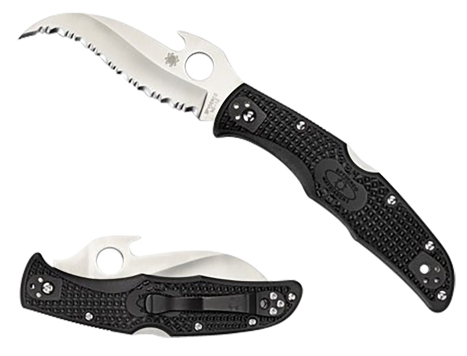 Spyderco C12SBK2W Matriarch 2 3.57" Serrated Satin VG-10 SS Blade Black Textured FRN Handle Emerson Opener