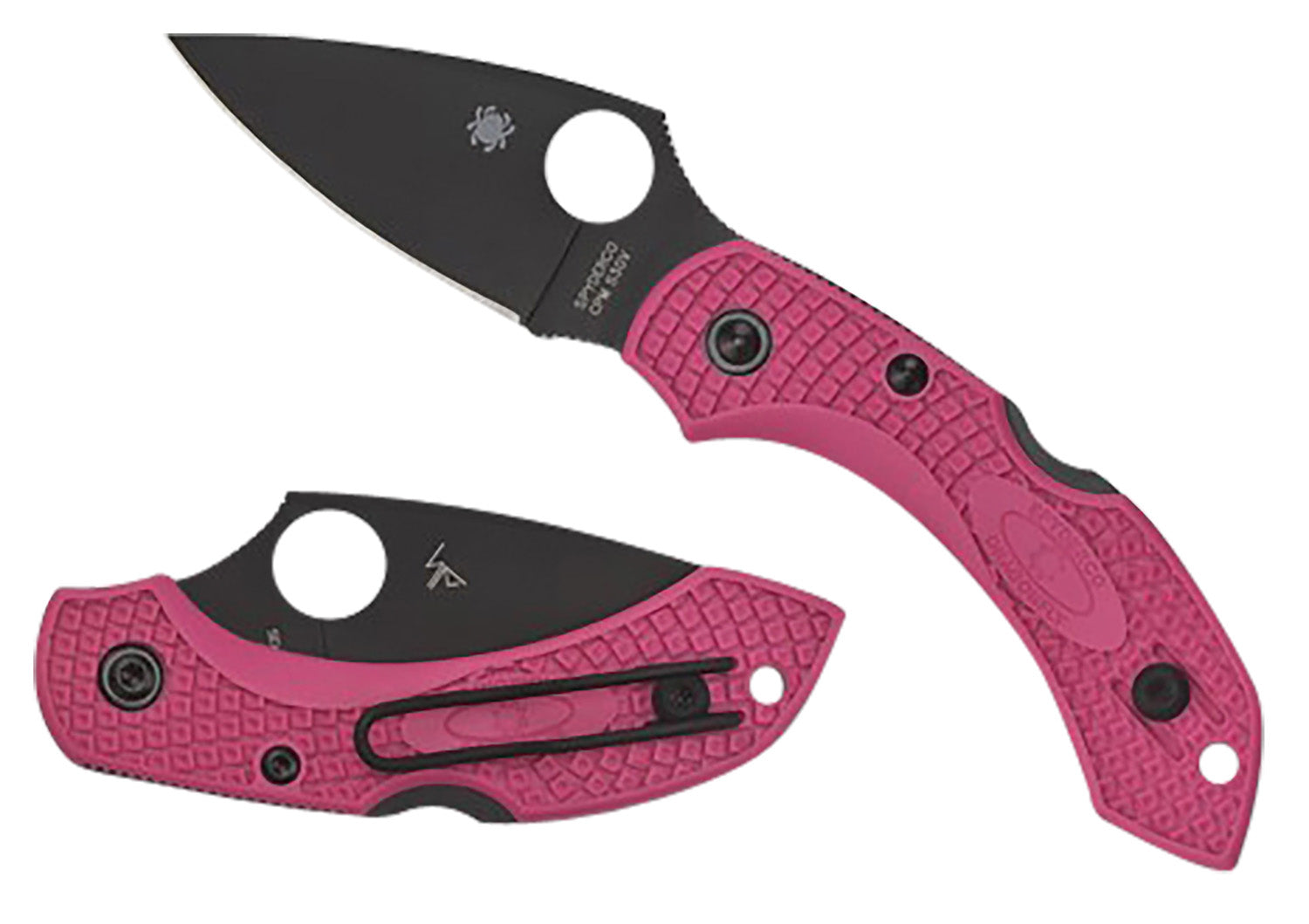Spyderco C28FPPNS30VBK2 Dragonfly 2 2.30" Plain TiCN Coated S30V Blade Pink and Black FRN Handle Folding Knife