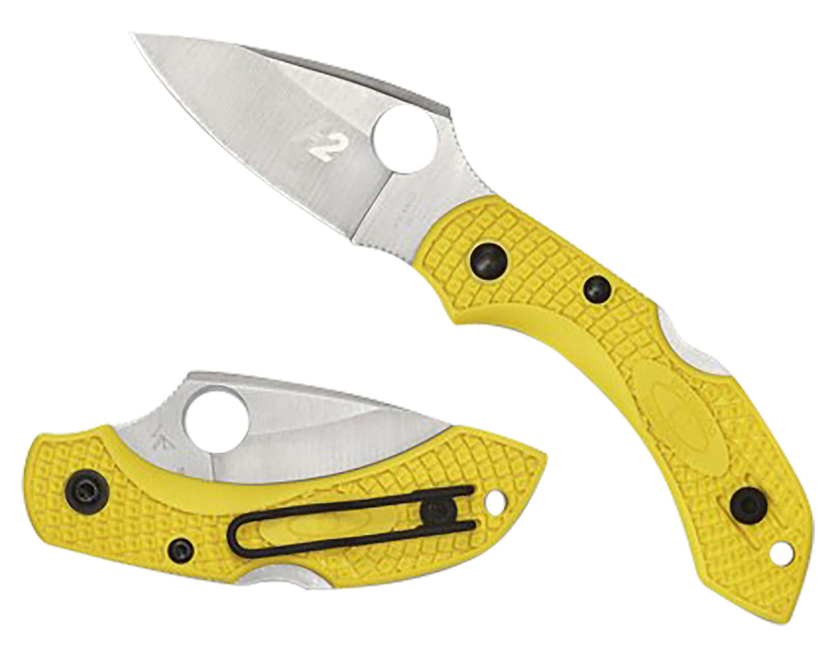 Spyderco C28PYL2 Dragonfly 2 Salt 2.25" Plain H1 Corrosion-Resistant Blade Yellow Textured FRN Handle with Clip