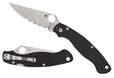 Spyderco C36GP2 Military 2 4" Plain S30V Stonewashed Compression Lock Blade Black Textured G10 Handle Folding Knife