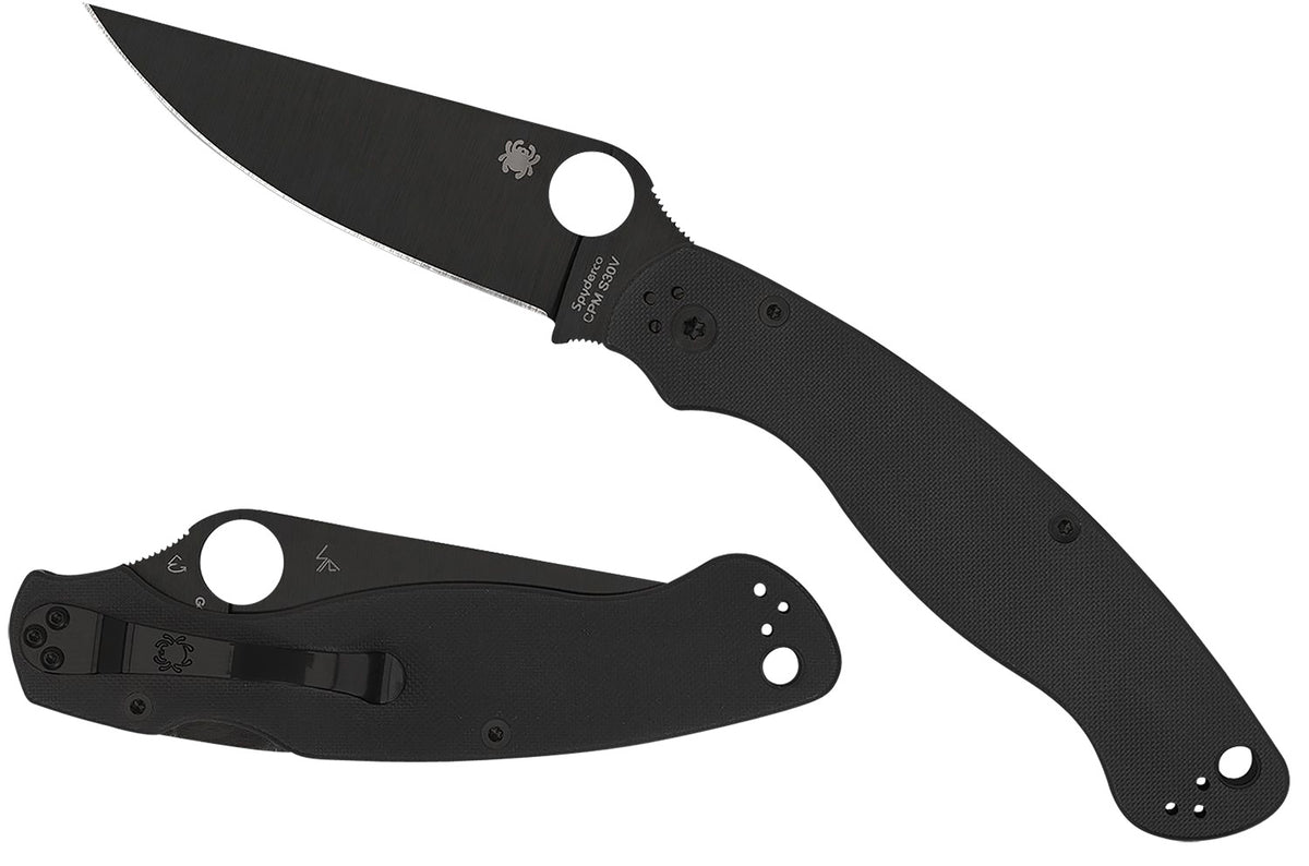 Spyderco C36GPBK2 Military 2 4" Plain DLC Coated CPM S30V Blade Black G10 Handle Folding Knife