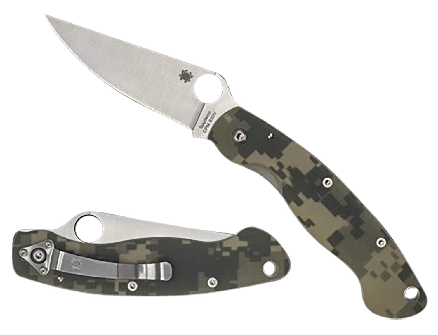 Spyderco C36GPCMO Military 4" Plain S30V Stonewashed Blade Digital Camo Peel-Ply G10 Handle Folding Knife