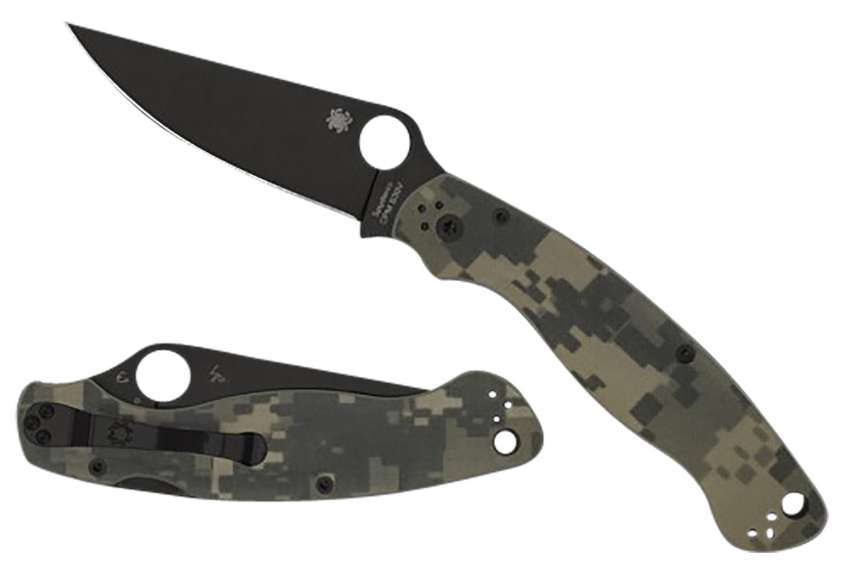 Spyderco C36GPCMOBK2 Military 2 4" Plain DLC Coated S30V Blade Digital Camo Peel-Ply G10 Handle Folding Knife