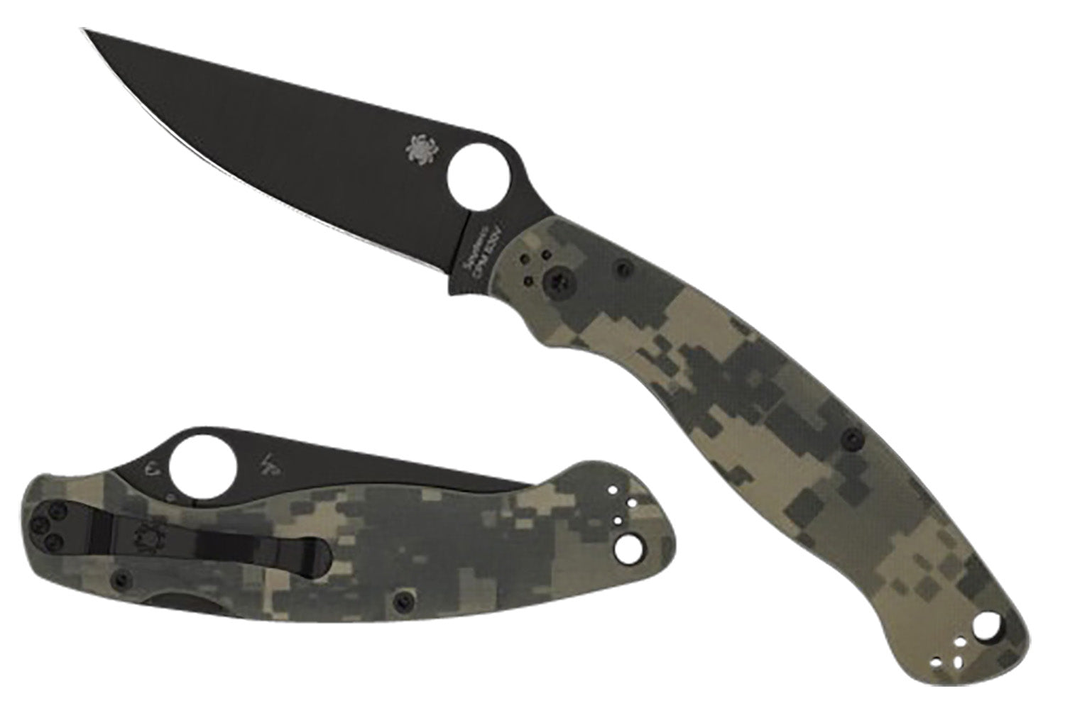 Spyderco C36GPCMOBK2 Military 2 4" Plain DLC Coated S30V Blade Digital Camo Peel-Ply G10 Handle Folding Knife