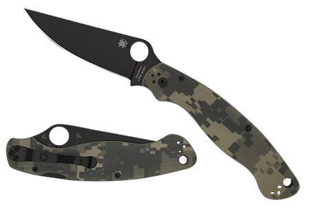 Spyderco C36GPCMOBK2 Military 2 4" Plain DLC Coated S30V Blade Digital Camo Peel-Ply G10 Handle Folding Knife