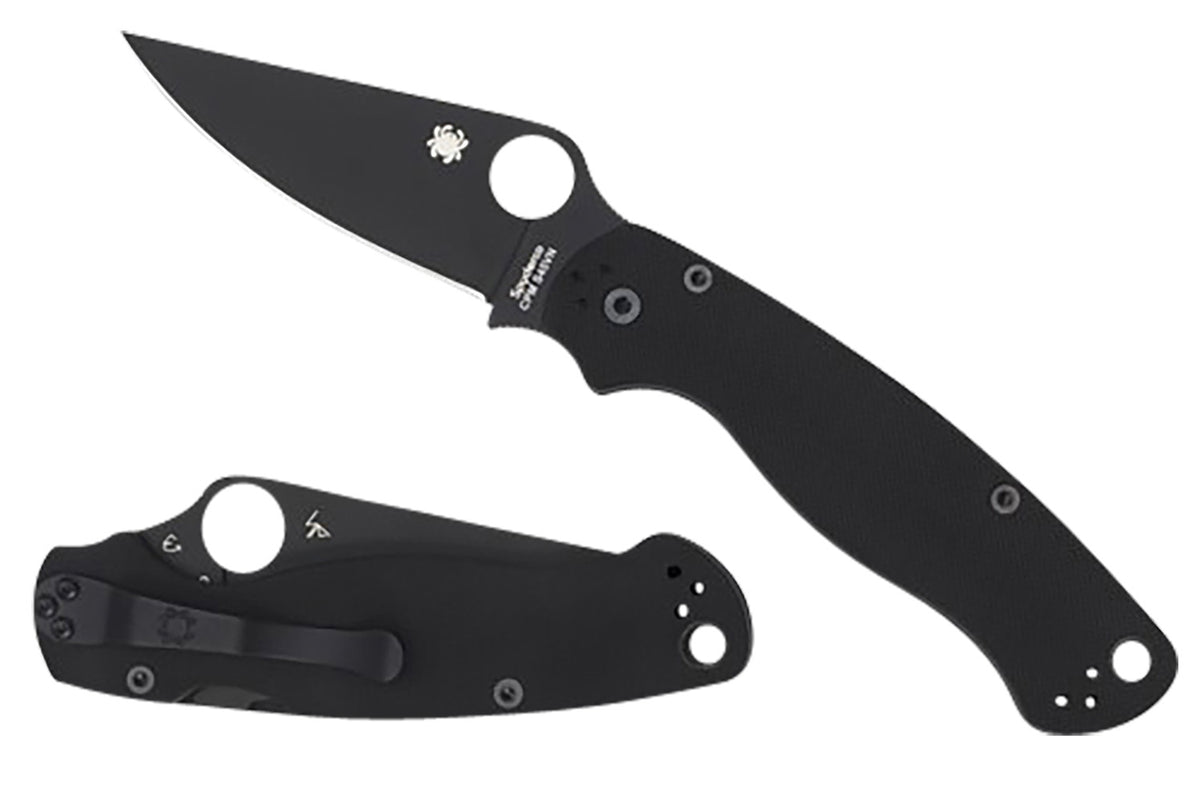 Spyderco C81GPBK2 Para Military 2 3.42" Plain Edge CPM S45VN Black DLC Blade Black G10 Handle Includes Pocket Clip