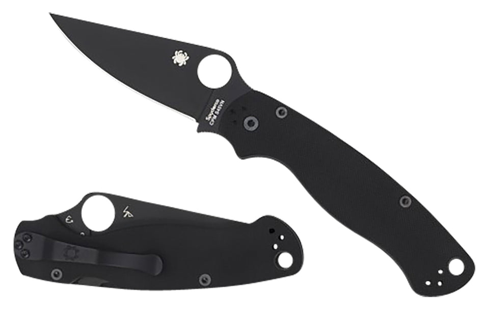 Spyderco C81GPBK2 Para Military 2 3.42" Plain Edge CPM S45VN Black DLC Blade Black G10 Handle Includes Pocket Clip