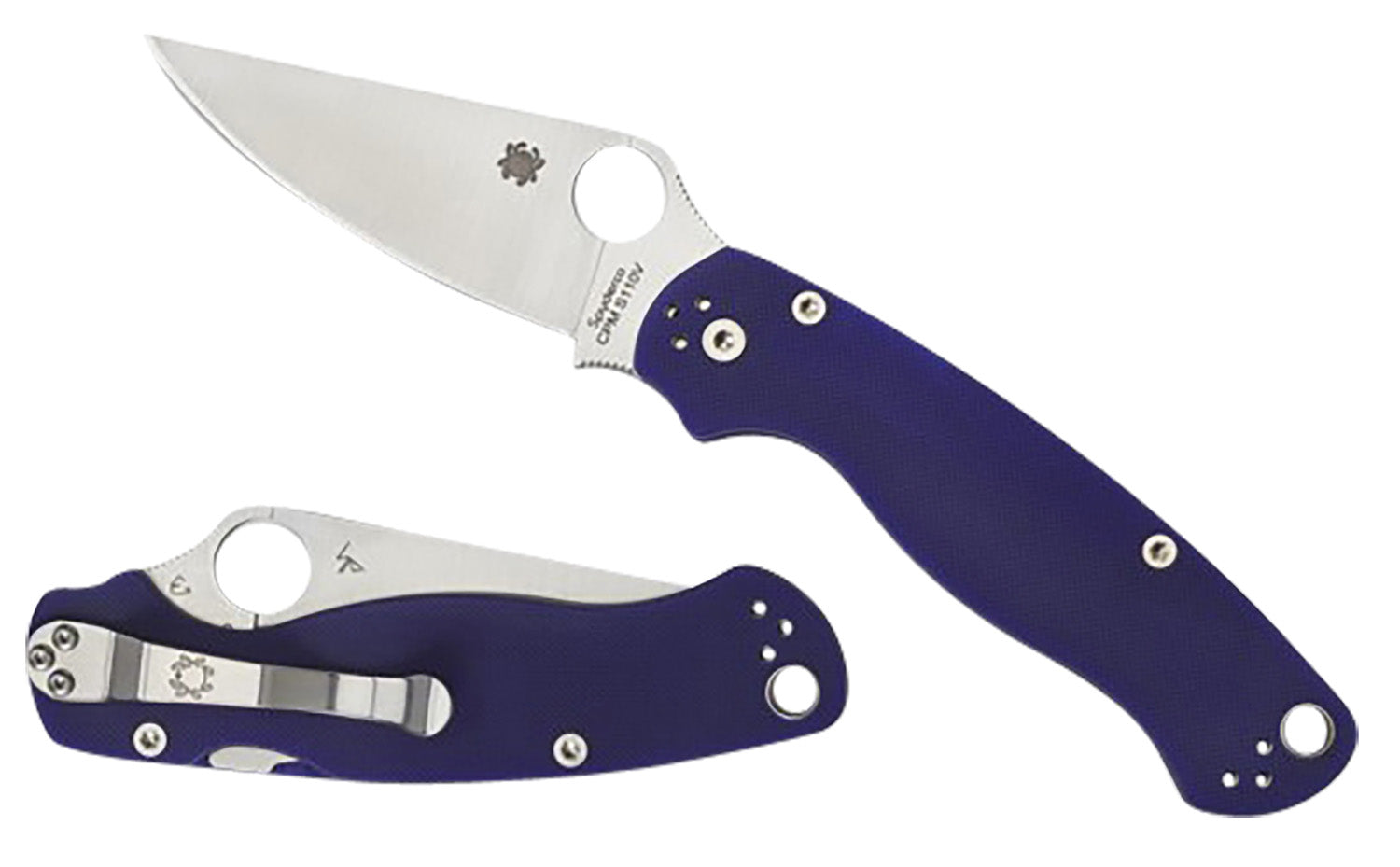 Spyderco C81GPDBL2 Para Military 2 3.42" Plain Edge CPM S110V Satin Blade Dark Blue G10 Handle Includes Pocket Clip
