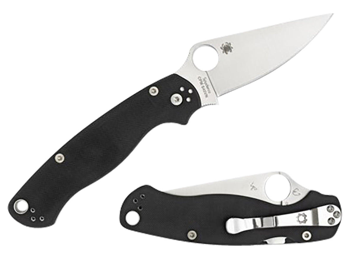 Spyderco C81GPLE2 Para Military 2 3.42" Left Hand Plain Edge CPM S45VN Blade Black G10 Handle Includes Pocket Clip