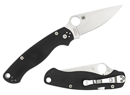 Spyderco C81GPLE2 Para Military 2 3.42" Left Hand Plain Edge CPM S45VN Blade Black G10 Handle Includes Pocket Clip