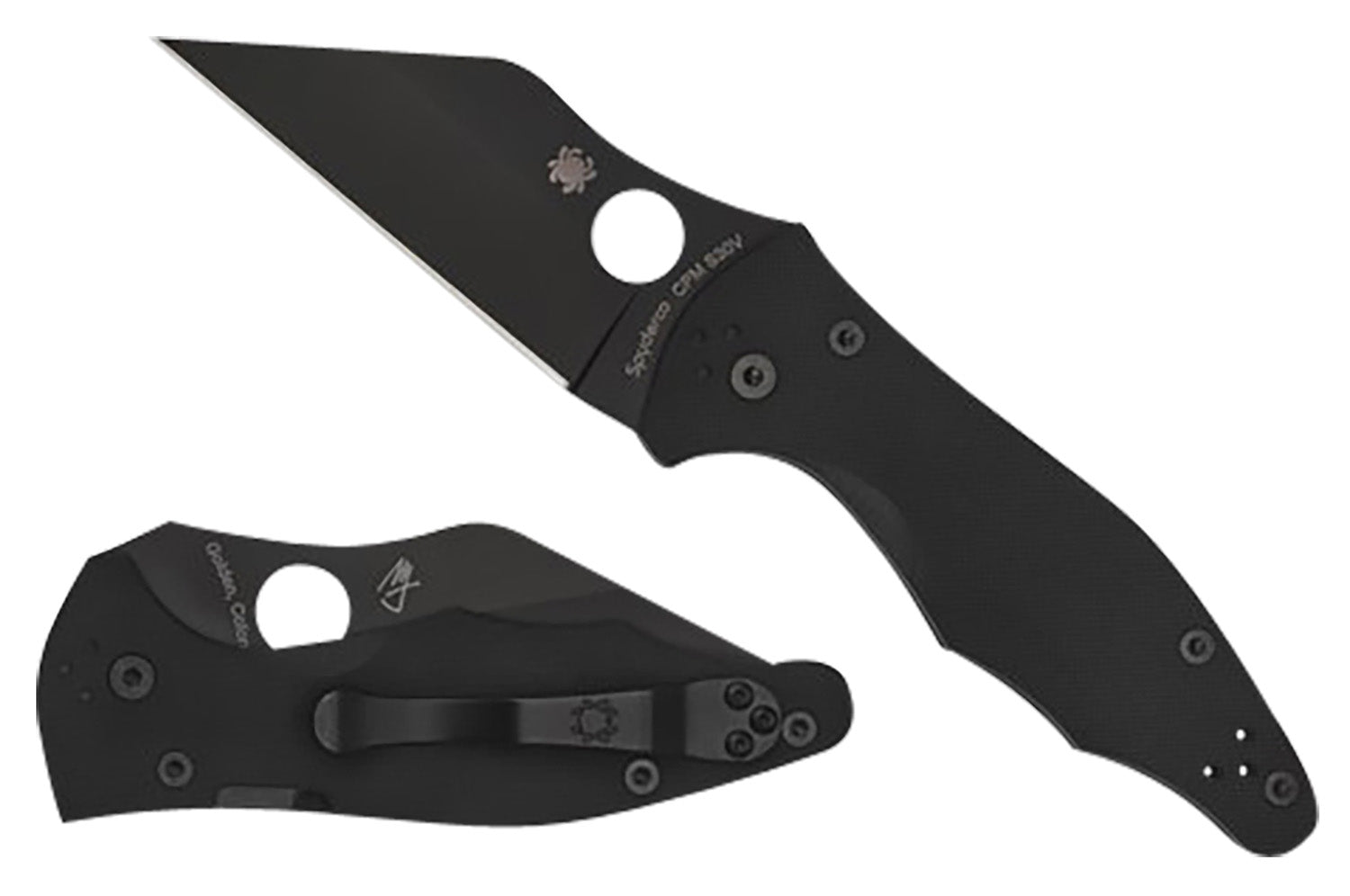 Spyderco C85GPBBK2 Yojimbo 2 3.20" Plain Edge Wharncliffe Black DLC CPM S30V Blade Black G10 Handle Includes Pocket Clip