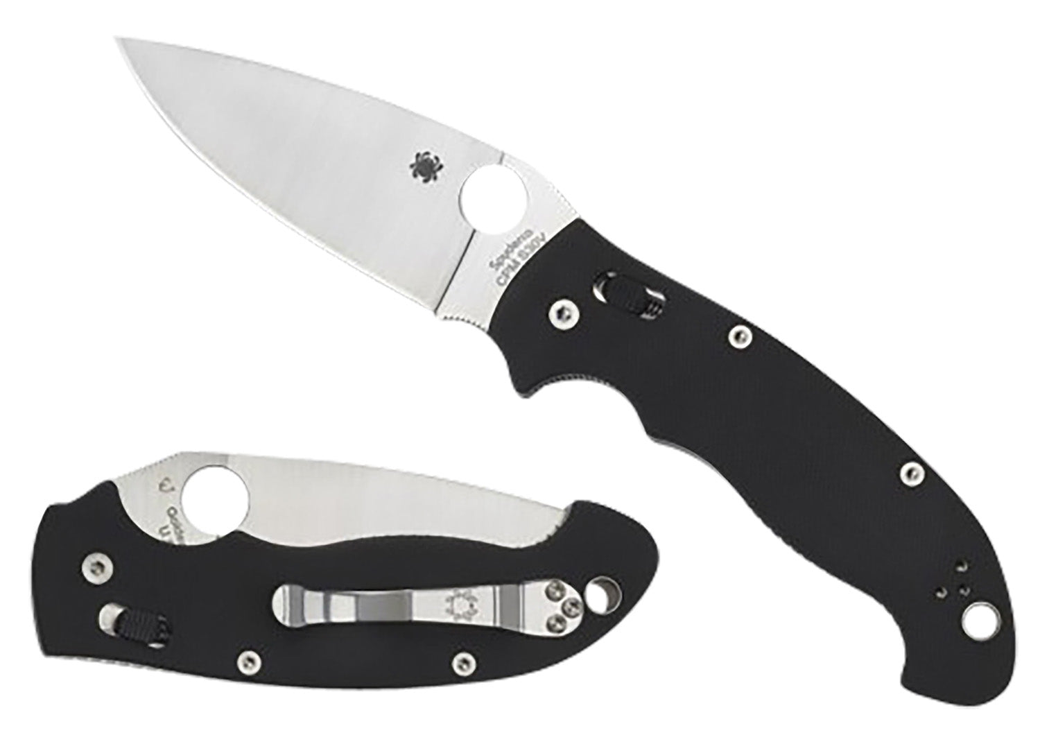 Spyderco C95GP2 Manix 2 XL 3.85" Plain Edge Satin CPM S30V Blade Black G10 Handle Includes Pocket Clip